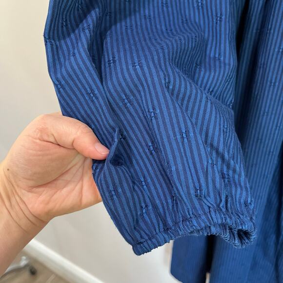 Draper James RSVP Navy Smocked Square Neck Long Sleeve Midi Dress Pockets Sz L - Picture 6 of 10